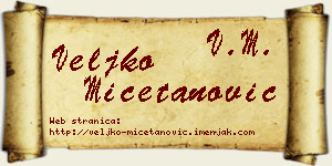 Veljko Mičetanović vizit kartica